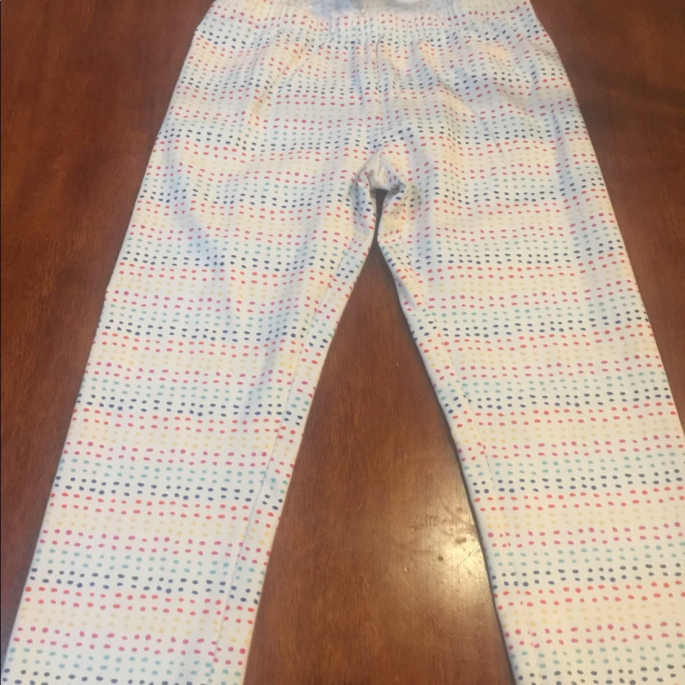 Like New size 160 (14/16) Hanna Andersson White Cotton Legging Capris Rainbow